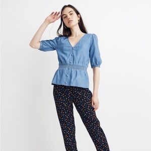 NWT Denim Smocked-waist Shirt/Top, Size 6/ Medium